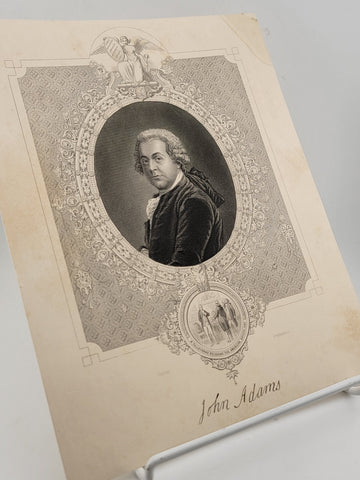 Original Antique 1860 John Adams. Engraving by J. Stephenson after J.S. Copley