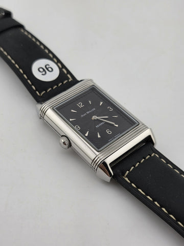 Vtg German Made Jean Muller Reverso Mechanical Dual Dial Flip Case Watch. Runs.