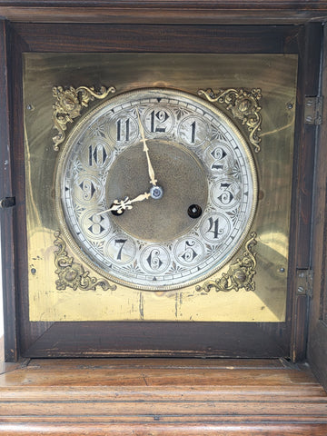 Rare Antique 1895 HAC 14 Day Strike Mantel Clock Carved Walnut Serviced Working