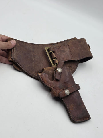 Antique 1940's Bucheimer St Louis Leather Revolver Holster Belt 34 Cartridge Rig