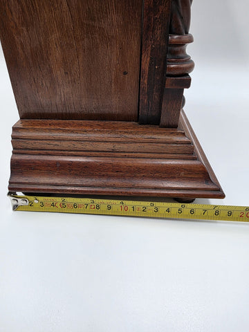 Rare Antique 1895 HAC 14 Day Strike Mantel Clock Carved Walnut Serviced Working