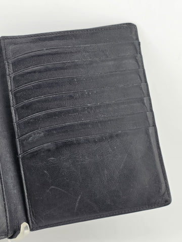 Vintage Montblanc Black Leather Bifold Wallet 14 Cc Slots. Made in Italy Snowcap