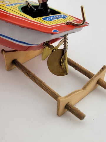 Vintage 1996 Schylling Tin SpeedBoat Zephyr Wind Up Toy LIMITED EDITION. Working