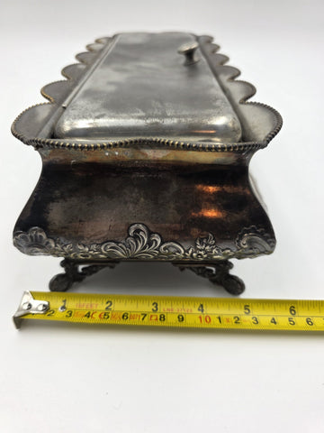 1890's Victorian Simpson Hall Miller Quadruple Plate Glove Box Velvet Lined Box