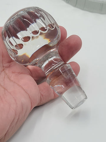 Rare Vintage Flamant France XL Crystal Decanter Ribbed Cut Glass w Stopper 15”