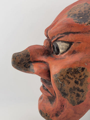 Antique Early 20th C Japanese Meiji / Showa Mask Noh Style, Depicting a Tengu.