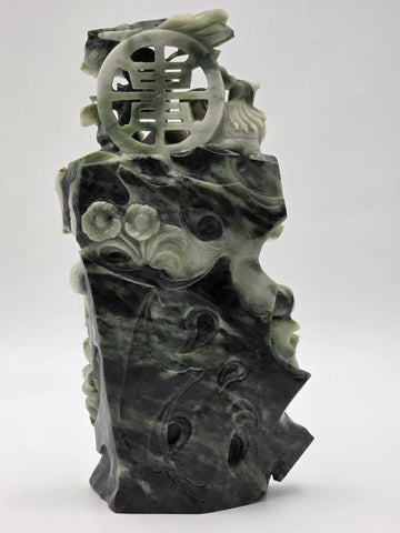 Chinese Hand Carved Natural Jadeite Jade Shou Xing Longevity Immortal Statue 12"