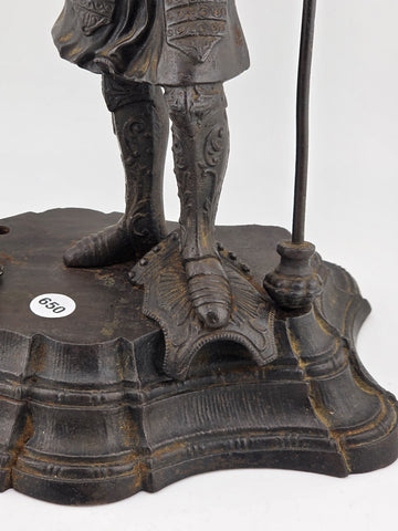 Antique 19thC Bronze Knight Warrior Clock Topper – Medieval St. George Style.