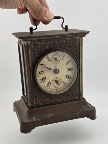 Antique JUNGHANS Germany Carriage Mantle Clock Musical Alarm Clock Music Works