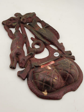 19 C original antique cast iron hunting game wall match safe wall pocket holder