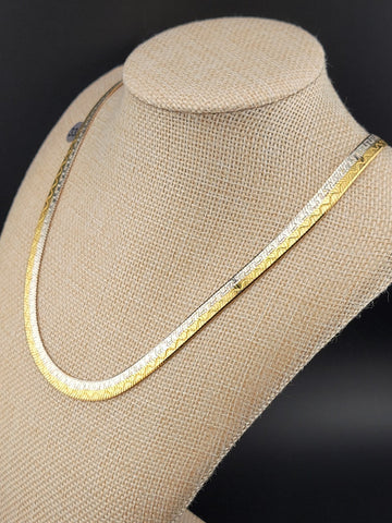 HAN Gold Vermeil over Sterling 925 Silver Italy 30 Inch Necklace. Double Sided.