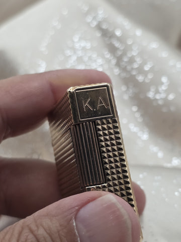 Vintage S.T. Dupont Ligne 1 Large 20µ Gold Plated Diamond Head Lighter France