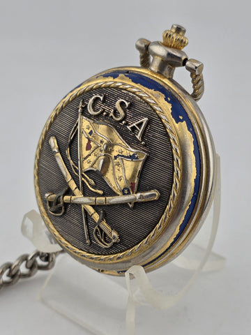 Vintage JEB Stewart Pocket Watch Franklin Mint Civil War Library & Museum. Works