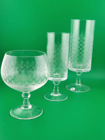 Vintage Set of (3) Vintage Rosenthal ROMANCE I MOTIF 3 Various Styles Of Glasses