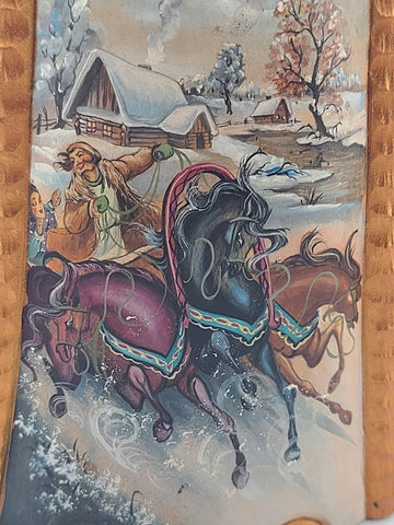 Ded Moroz Russian Hand Carved Wooden Santa Figurine Sergiyev Posad. Fluorescent.