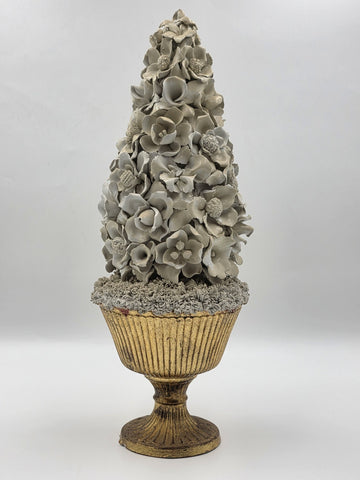 Vintage Large Italian Porcelain Floral Topiary Urn Capodimonte Style 17.5". Read