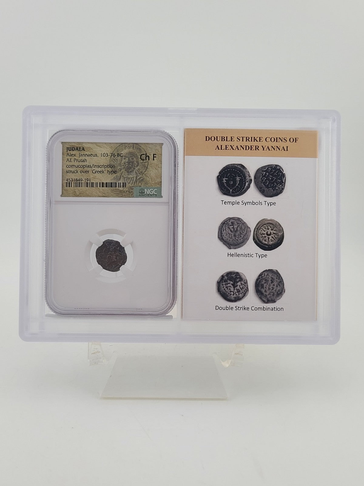 Ancient Judaea Alexander Jannaeus AE Prutah 103–76 BC Double Strike NGC