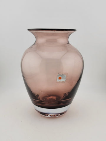Vtg Blenko Glass Vase Purple Amethyst Hand Blown Glass Mid-Century Decor 7.5”