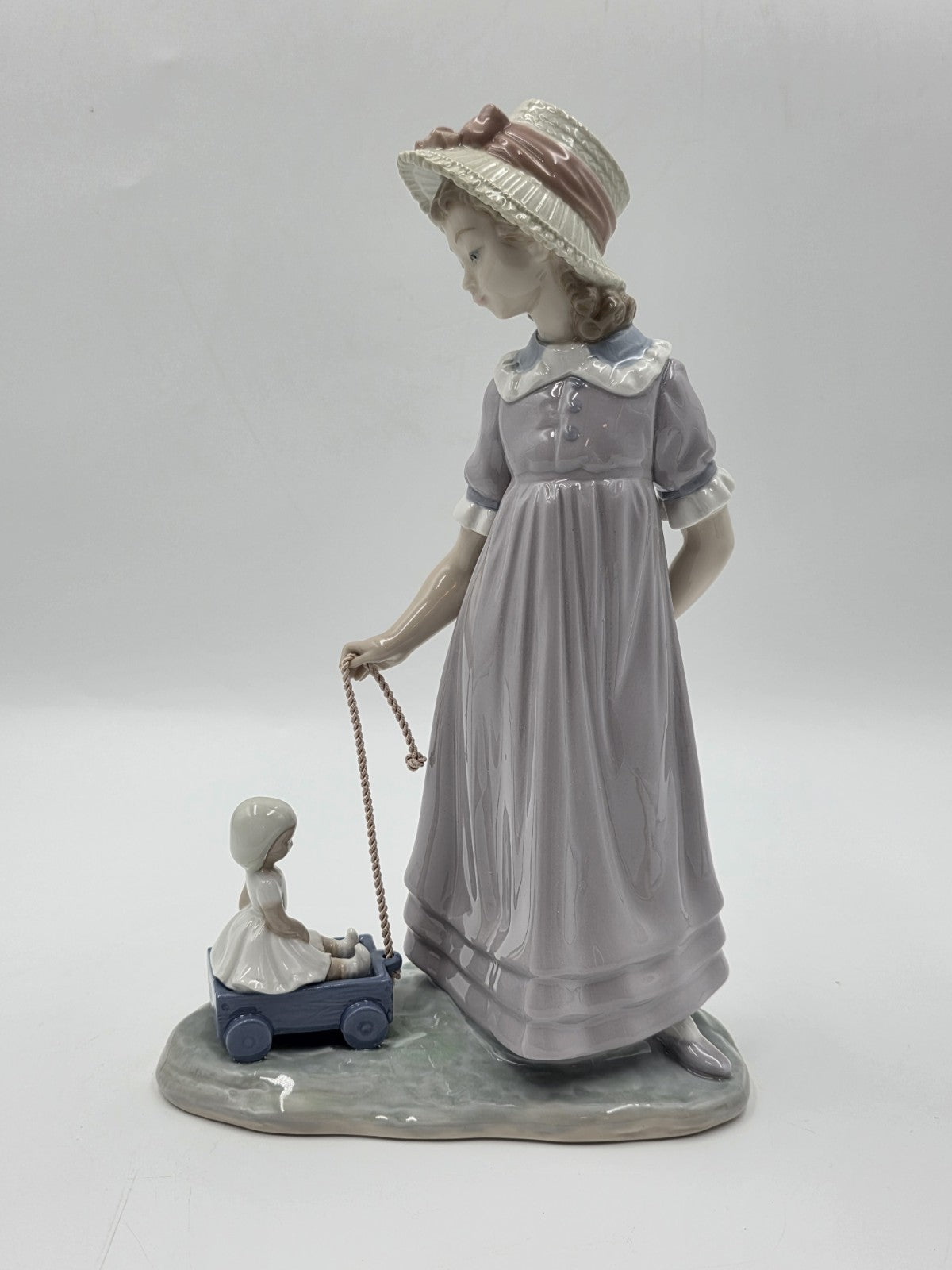 lladro Girl Pulling Wagon No. 5044 Collectible Figurine w/ Original Box 11" 1978