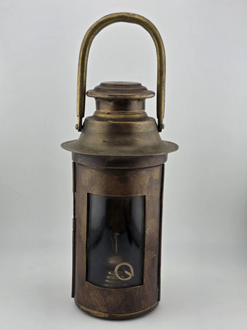 Antique Brass Oil Lantern Early 1900s Maritime Ship Hand Lamp w/ Wick