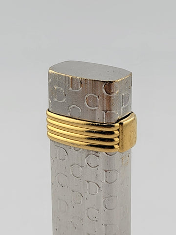 Vintage Christian Dior Lighter Swiss Made CD Logo Silver and Gold Plated. Works.