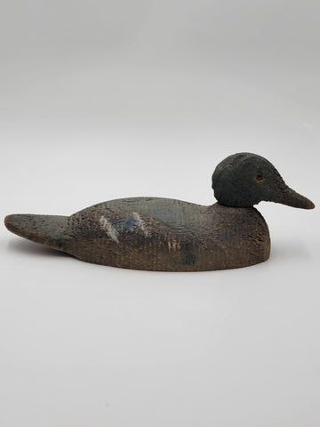 Antique C 1940s hand carved wood Folk Art swivel head drake duck decoy sculpture
