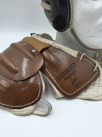 Rare Antique 1940's Goldsmith 60F Football Helmet &University 12C Shoulder Pads.