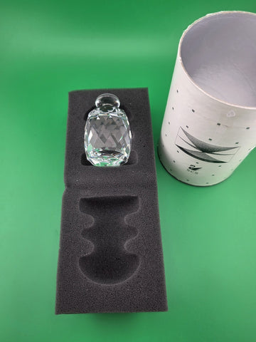 Vintage 1970 Swarovski Faceted Clear Crystal 2.5" tall ONE TON Paperweight W Box