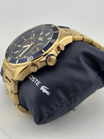 New Lacoste Men's Tiebreaker Chrono Watch - Blue With Gold Plated Bracelet Works