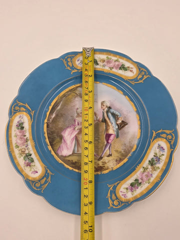 Stunning Rare 1844 Sevres Chateau des Tuilleries Plate Courting Couple Gold Tone