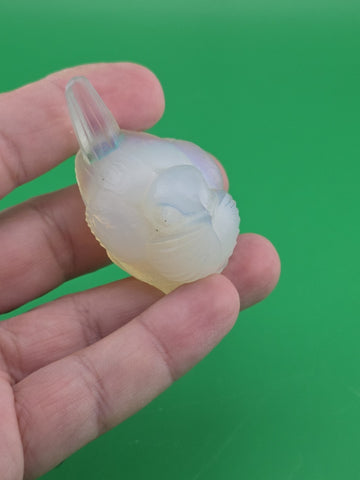 Set Of 2 Sabino Art Glass France Opalescent Feeding Bird Figurines. VG Cond.