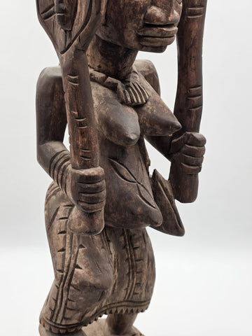Rare Antique XL 26 In Yoruba African Wood Pregnant Lady Tribal Sculpture Nigeria