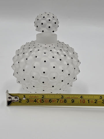 Vintage Signed Lalique France Cactus Satin Crystal and Enamel Perfume Bottle