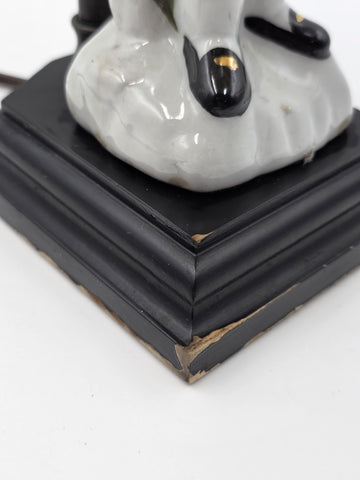 Antique 1940's Monkey Bellhop Figural Table Lamp Mid Century Ceramic Butler Lamp