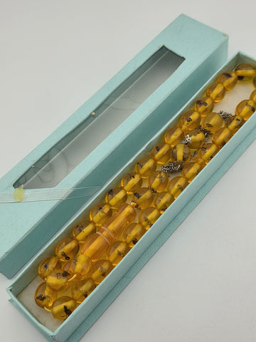 Vintage 33 Beaded Amber Islamic Prayer Beads Misbaha Tasbih Large Cognac.