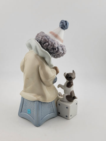 LLADRO Clown w/ Puppy Dog Pierrot Concertina Retired Jose Puche #5279 Vintage