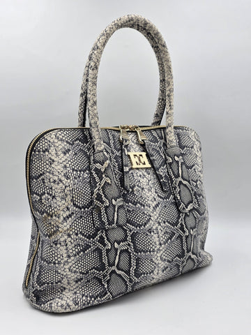 Vtg Escada Genuine Python Skin Leather Satchel Bag Italy Gold Hardware EE Logo