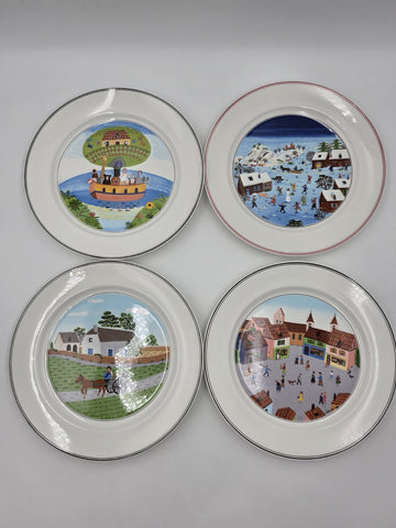 Villeroy & Boch Design Naif Laplau 4 Dinner Plates Christmas Village Noah Ark