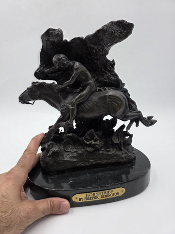 Vintage Frederic Remington Bronze Statue "The Horse Theif" Licenced Reproduction
