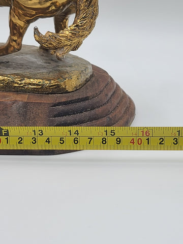 15 In Jim Reno Cutting Horse &Steer Rodeo Brass Trophy Sculpture Gold Color NCHA