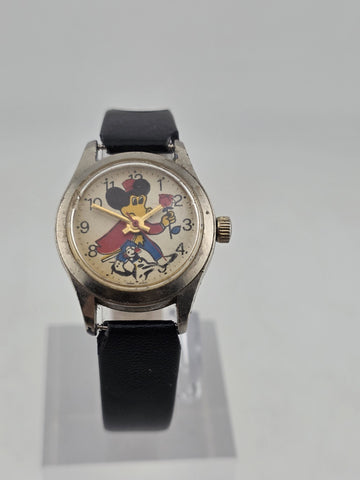 Antique 1950's Mickey Mouse Hong Kong Mechanical Watch Cartoon Dial. 28 mm Works