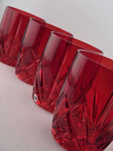 Set of 4 Waterford Crystal Marquis Brookside Red Double Old-Fashioned Glasses