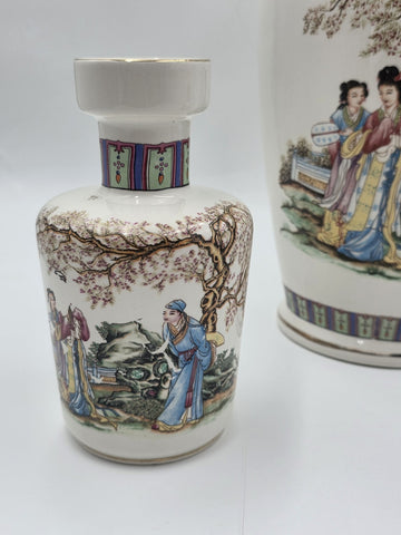 Rare Vintage Matching Set Of 3 Vintage V.V. Karraresi Italian Porcelain Vases