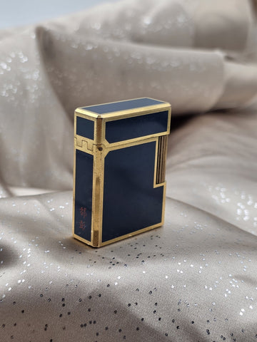 Rare Vintage S.T. Dupont Paris Ligne 1 Laque de Chine Royal Blue Gas Lighter