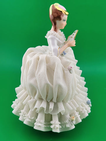 Antique German Dresden Handcrafted Porcelain Lady Figurines by Reine Handarbeit.