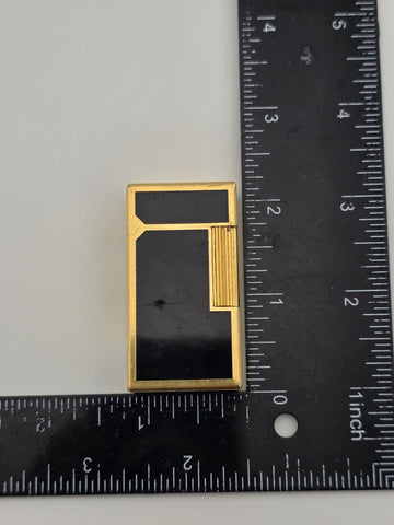 Rare VINCI Paris Gold Black Lacquer Butane Lighter France Dupont Style Working
