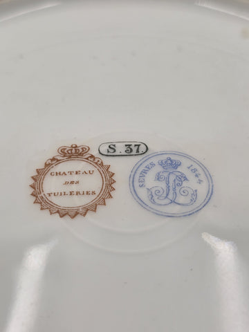 Stunning Rare 1844 Sevres Chateau des Tuilleries Plate Courting Couple Gold Tone