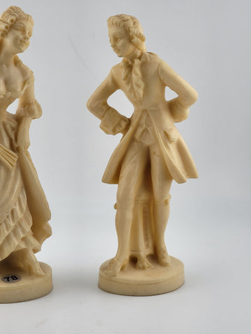Vintage A. Santini Sculpture Colonial Victorian Man Woman Couple Signed Italy