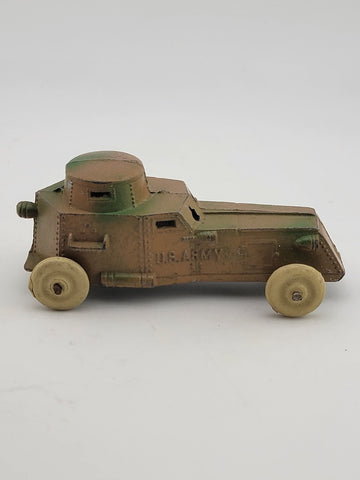 Antique 1930's Tootsie Toy US Army Armored Car Black Wheel WWI Military USA