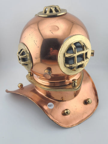 Vintage Copper & Brass Small Replica Deep Sea Scuba Diver Diving Helmet 8"x8".